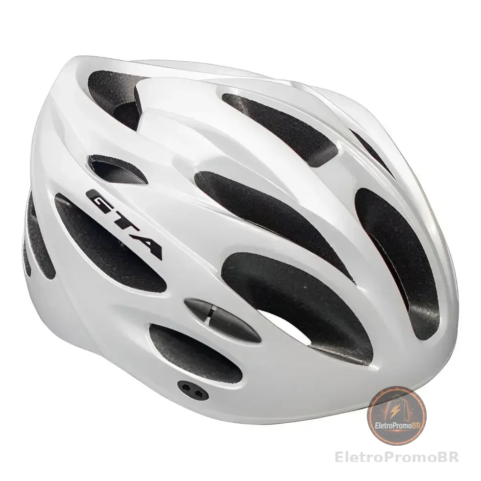 Capacete De Ciclismo Gta Start Branco Com Led E Viseira Removível 58-62