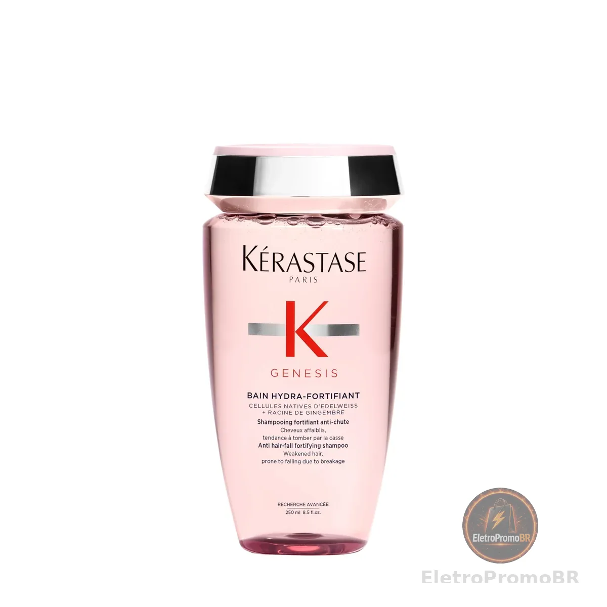 Kérastase Genesis Bain Hydra-Fortifiant Shampoo, Tratamento Fortificante Antiqueda por Quebra para Cabelos Finos e Oleosos, com Flor de Edelweiss e Raiz de Gengibre, 250ml