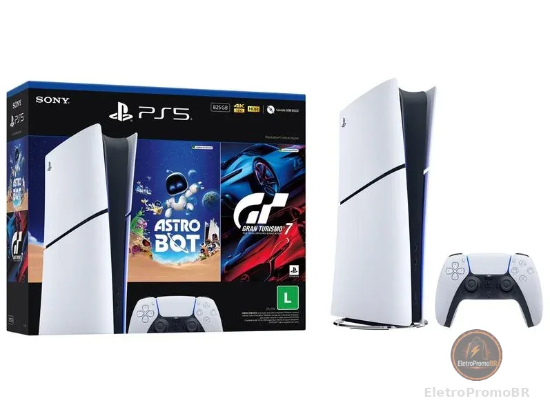 Console Sony PlayStation 5, SSD 825GB, Controle Sem Fio DualSense + 2 Jogos Digitais, Edição Digital