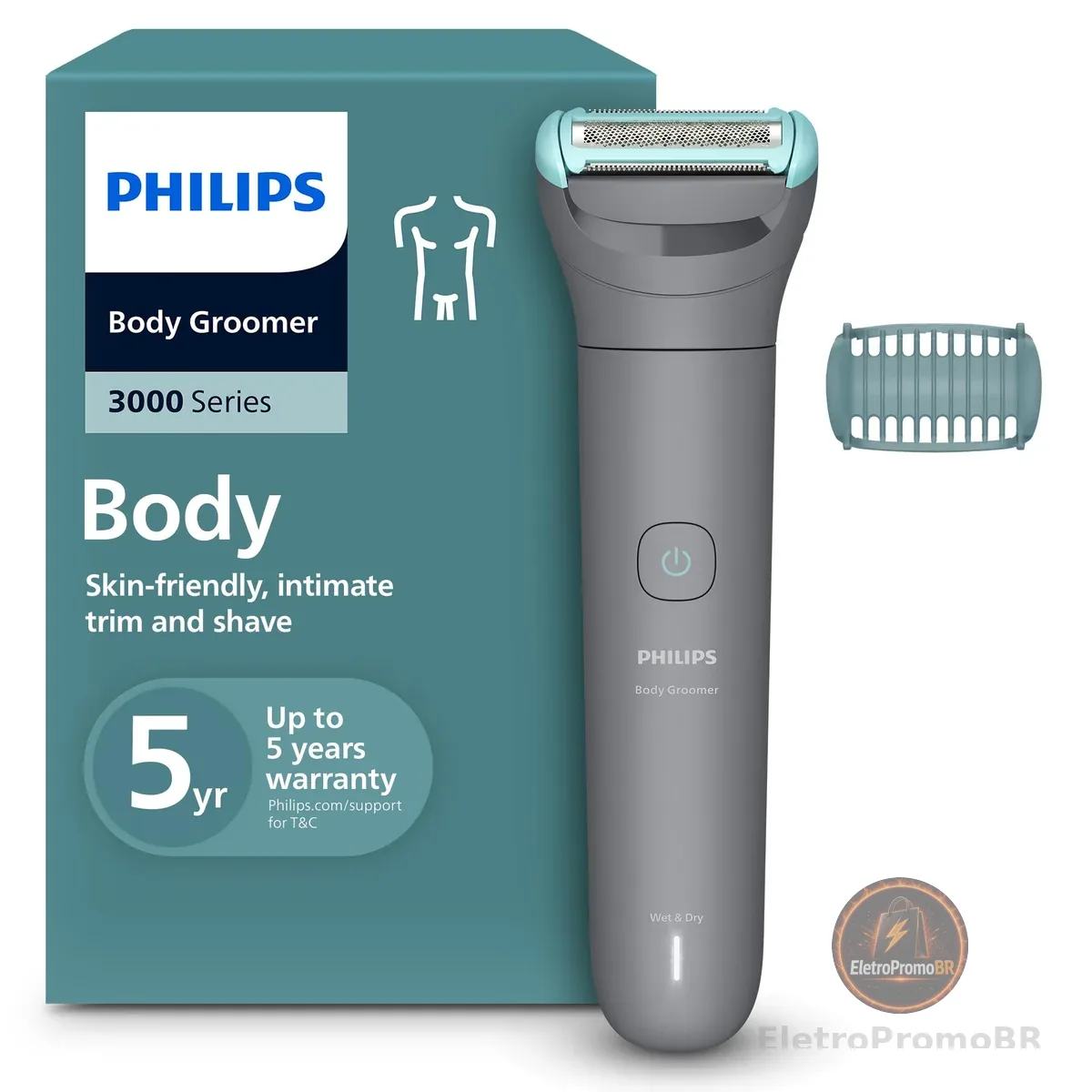 PHILIPS aparador e raspador de pelos do corpo, à prova d’água, Bivolt - BG3470/15