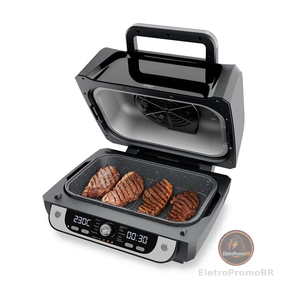 WAP Fritadeira Elétrica Air Fryer Barbecue Digital 12 em 1, 10 Litros, 4 Níveis de Temperatura, Antiaderente, 1800W 127V