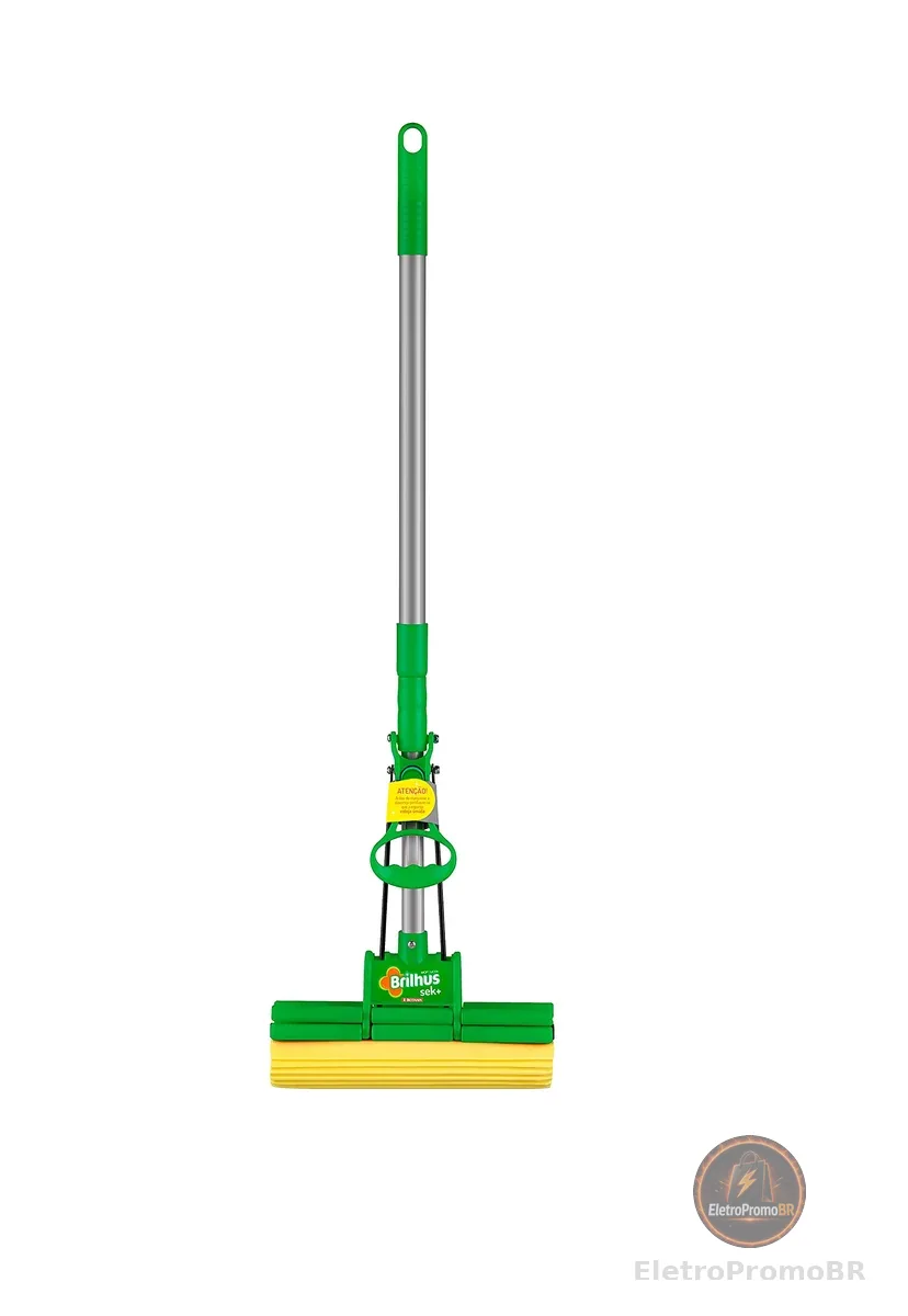 Brilhus - Mop Sek+ Lava e Seca com Esponja de Alta Absorção e Cabo Retrátil até 89cm para Limpeza Pesada, Bettanin