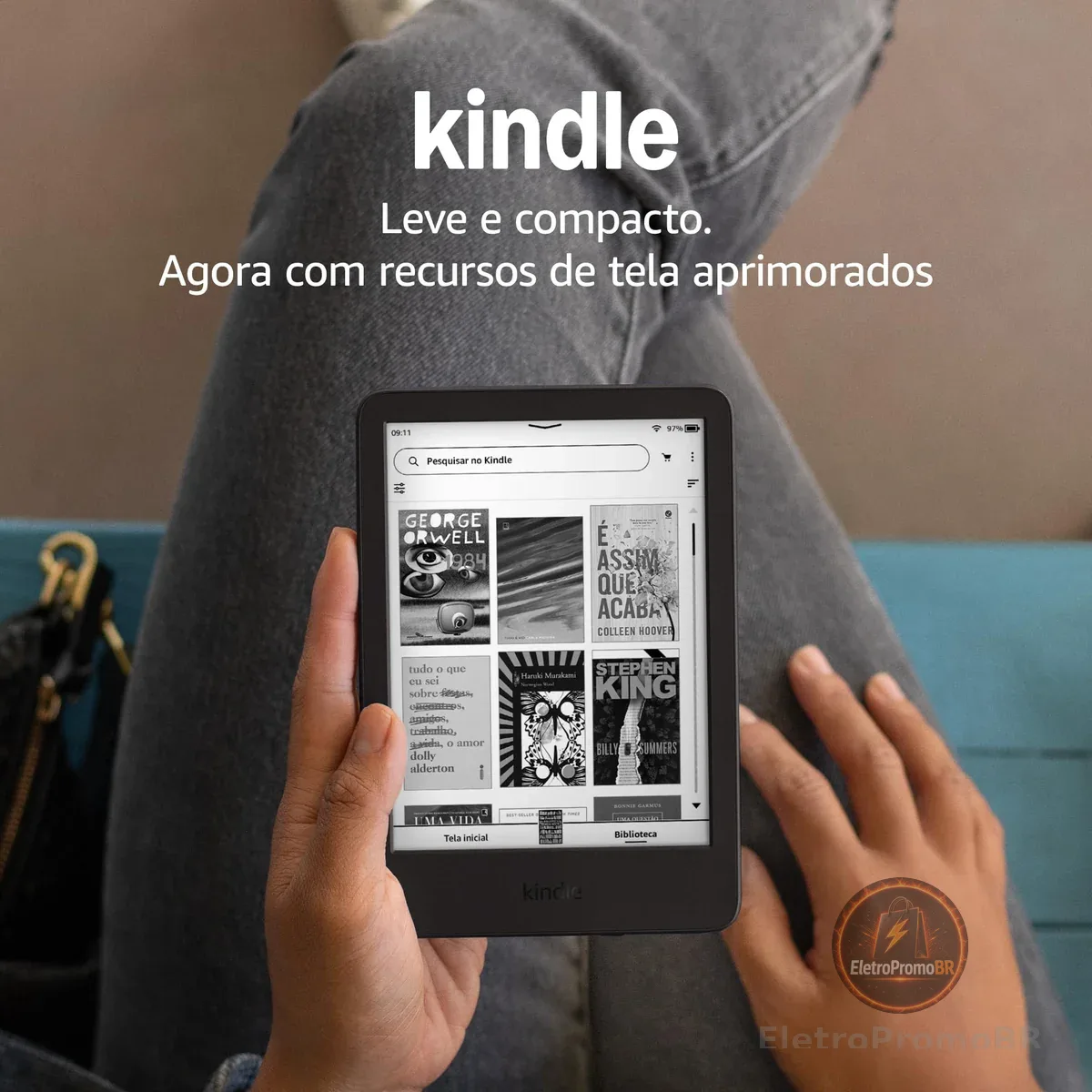 Kindle 16 GB (Geração mais recente) - Leve e compacto, com tela antirreflexo, trocas de página mais rápidas, luz frontal ajustável e bateria de longa duração - Cor Preta