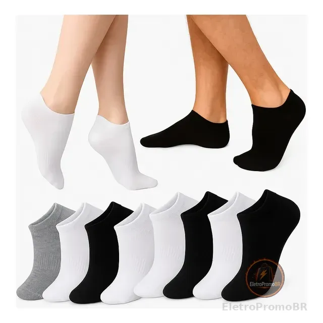 Kit 12 Pares Meia Soquete Cano Curto Unissex  Premium Full