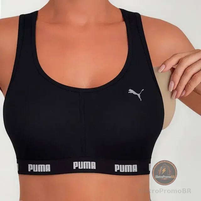 Top Puma C/ Bojo Removível Alta Sustentação Academia Fitness
