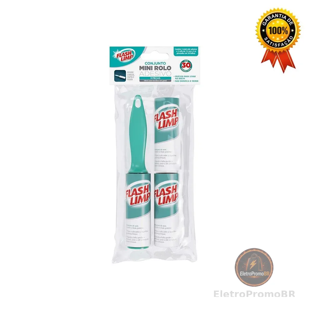 Conjunto Mini Rolo Adesivo E 2 Refis 30 Folhas CST0023 Flash Limp