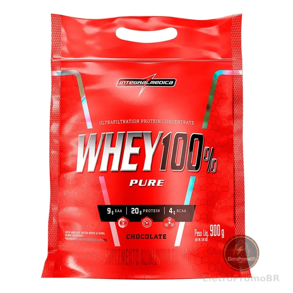 Whey 100% Pure Integralmedica 900g Refil Chocolate Chocolate