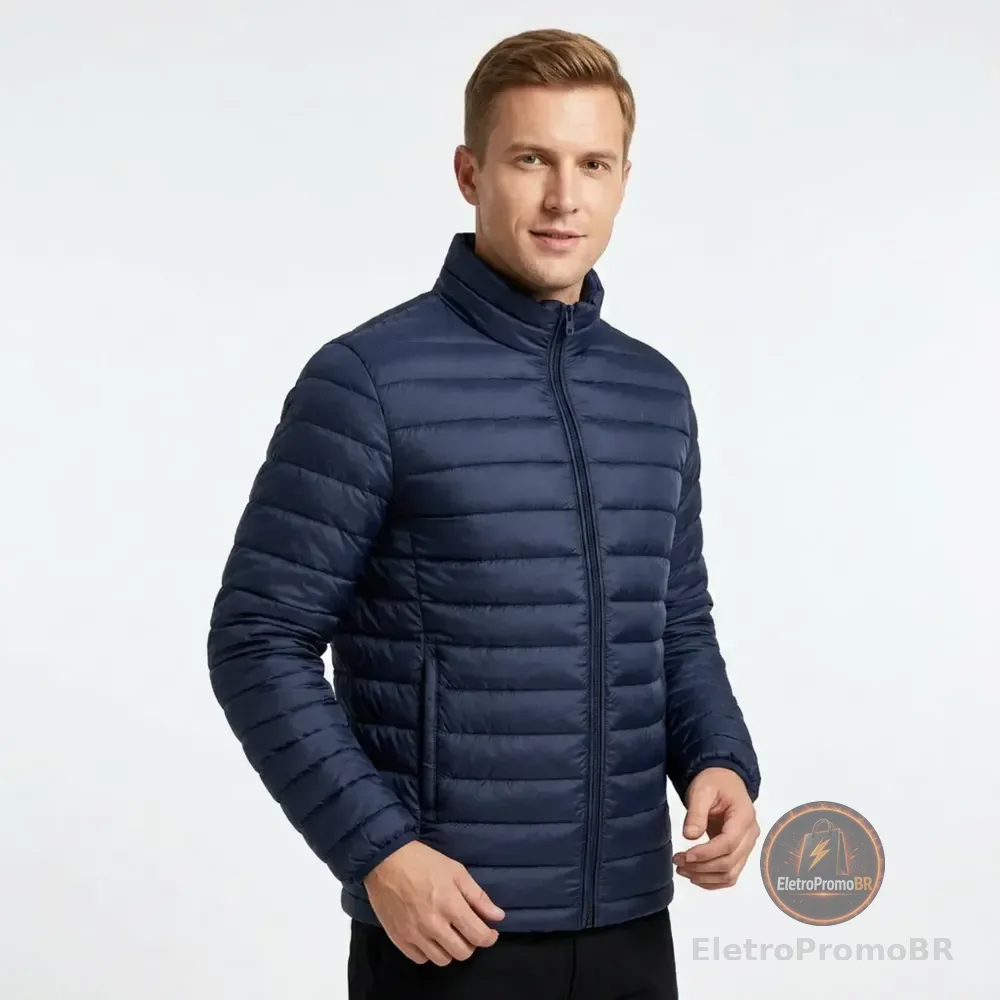 Jaqueta Puffer Bobojaco Masculina Conforto E Estilo Azul-marinho G Liso
