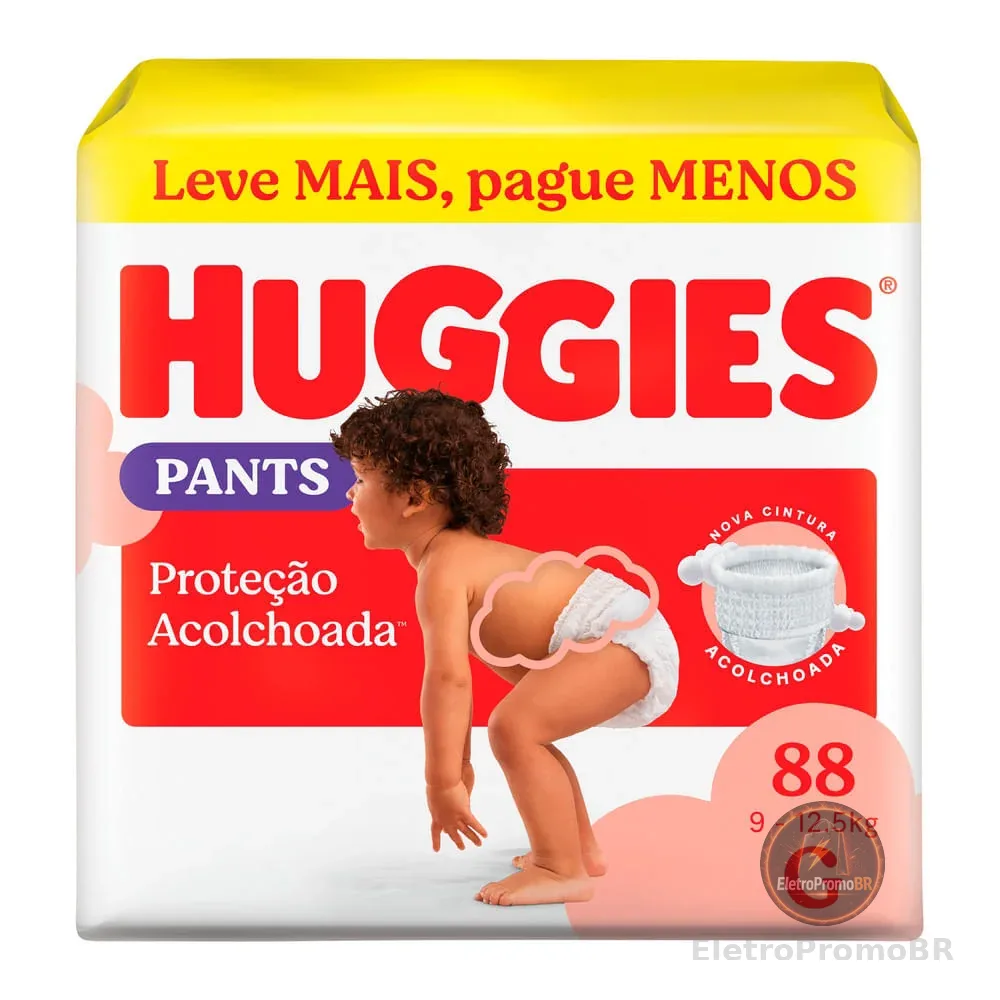 Fralda Huggies Pants Roupinha Proteção Acolchoada Tamanho G 88 Unidades Descartáveis