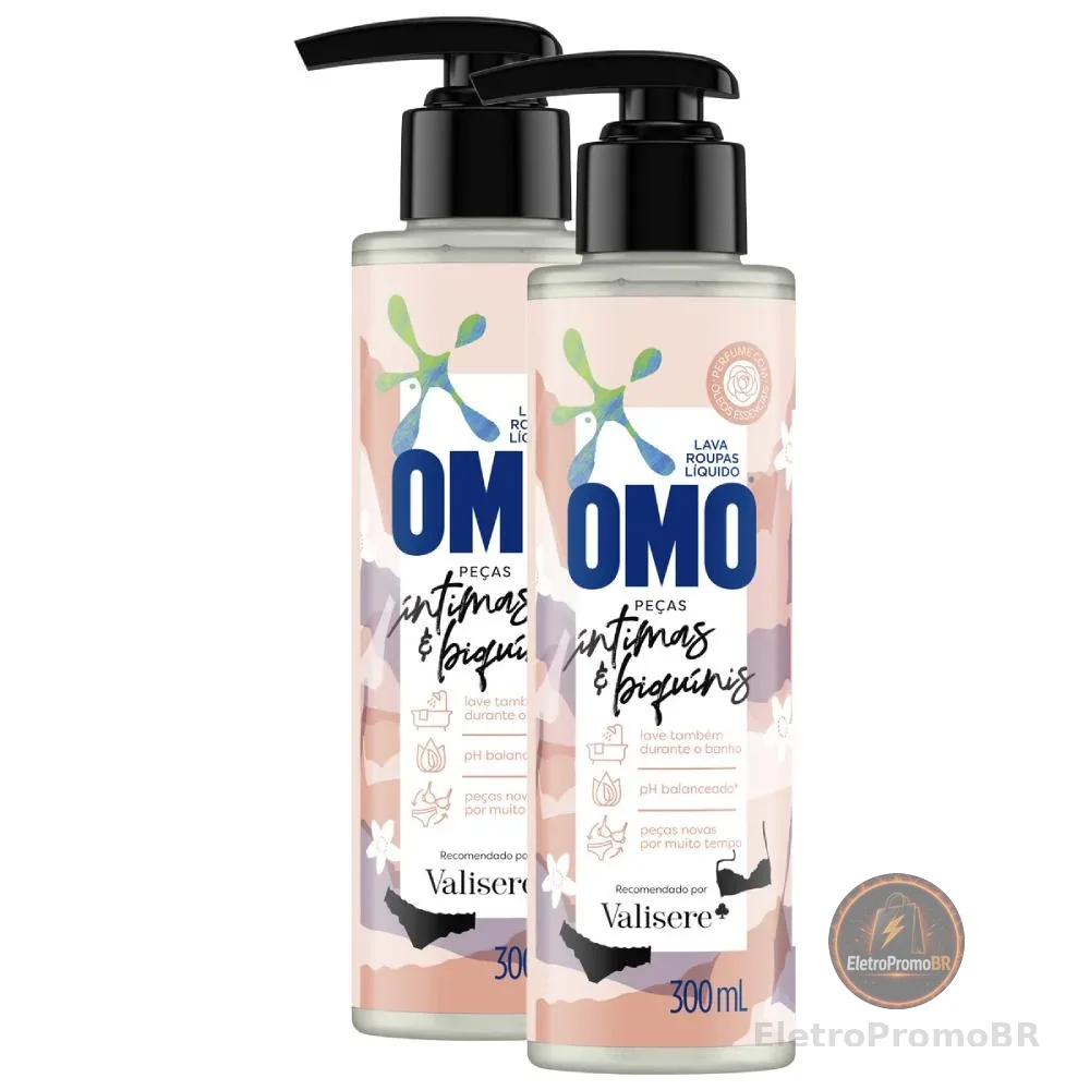 Kit 2 Lava Roupas Omo Líquido Roupas Íntimas & Biquínis 300 ml