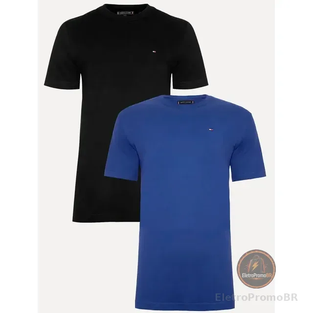 Kit Camisetas Tommy Hilfiger Preta/azul Royal 2un - Original