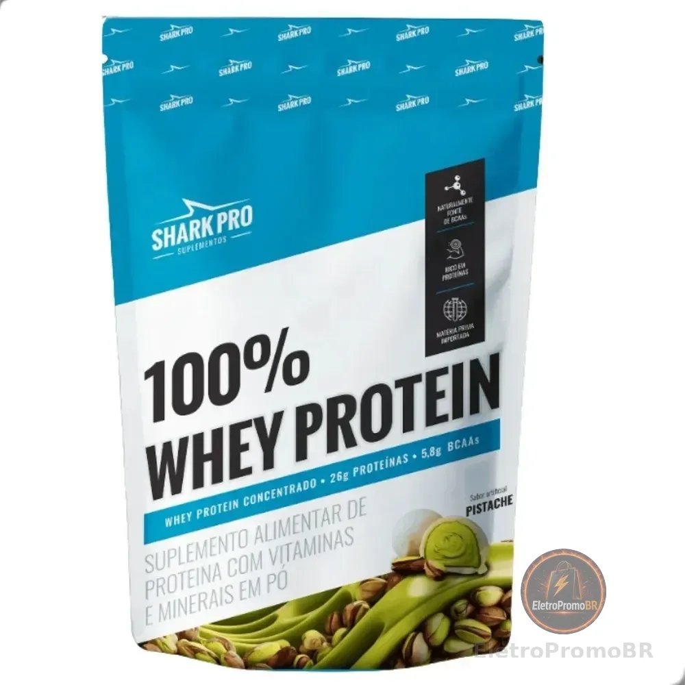 100% Whey Protein Concentrado Refil 900g Shark Pro Pistache