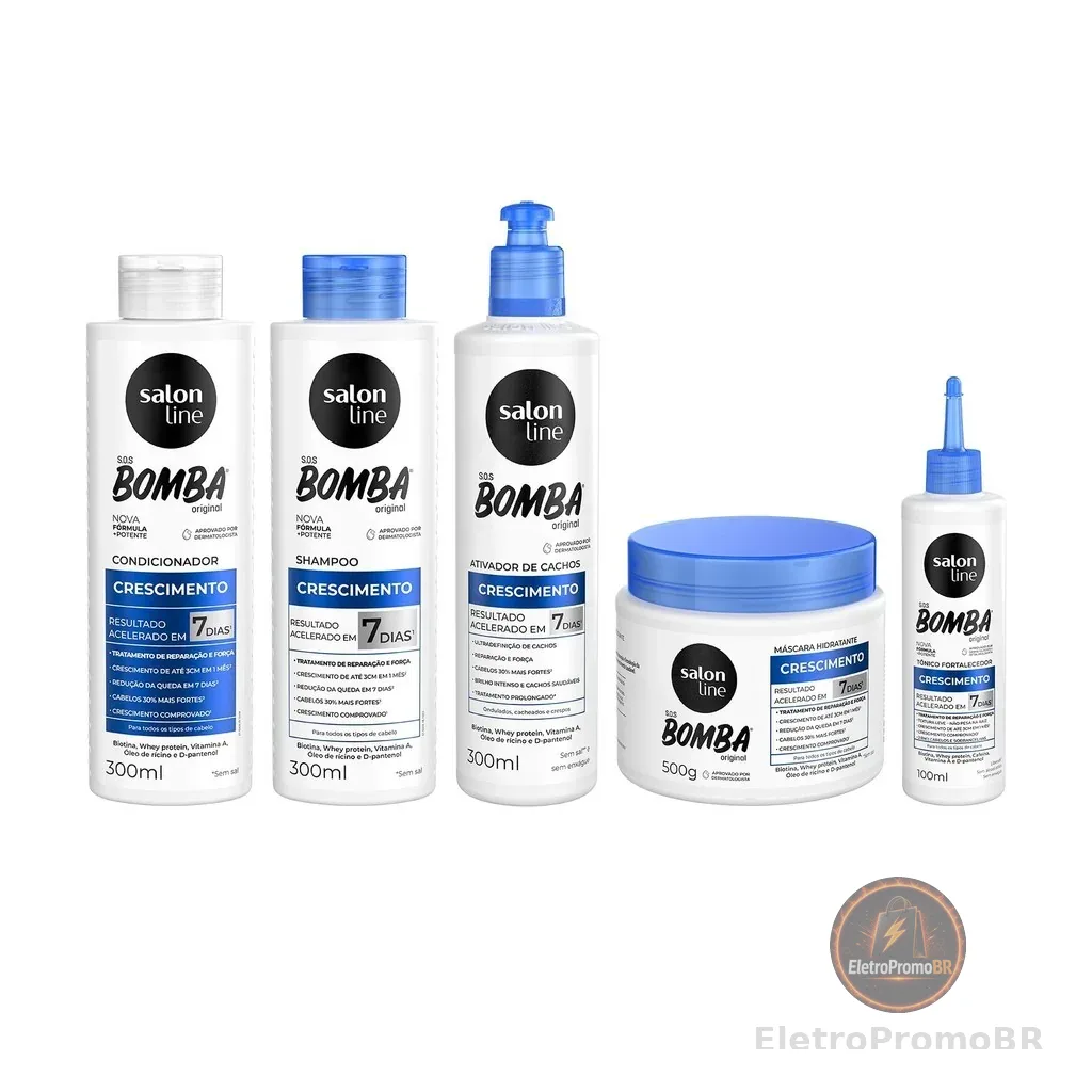 Kit Crescimento SOS Bomba Original Ativador de Cachos e Tônico Salon Line