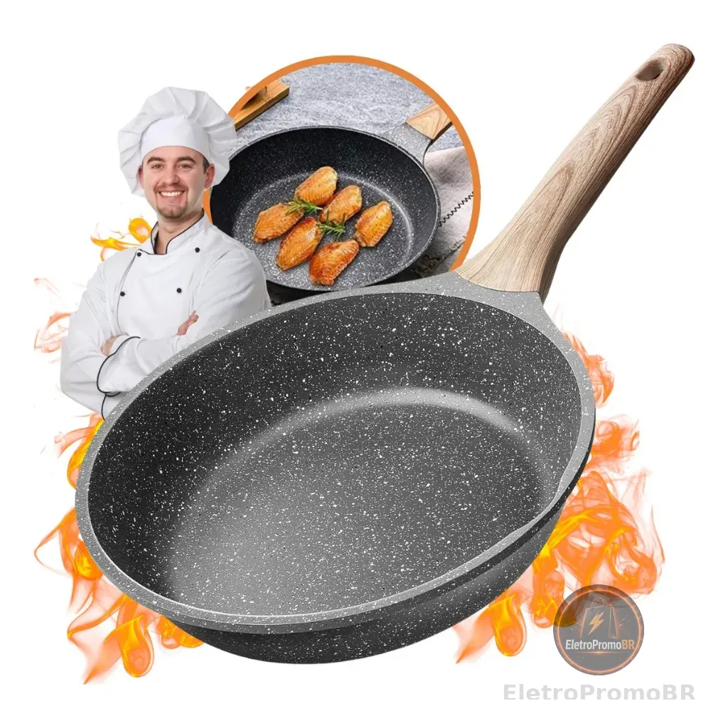Frigideira Cerâmica Antiaderente Grande 20CM 24CM Fogão Gás Indução Cooktop Elétrico Panela Sem Óleo