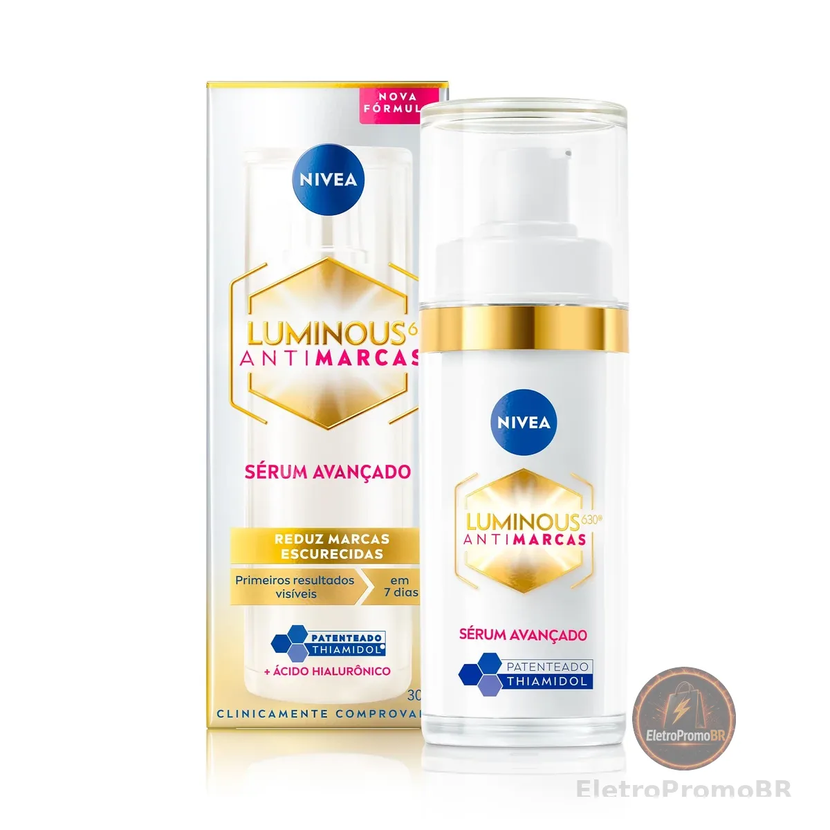 NIVEA LUMINOUS 630® Sérum Avançado Antimarcas Escurecidas 30ml, Reduz Marcas, Uniformiza a Pele, Ácido Hialurônico, Pele Radiante