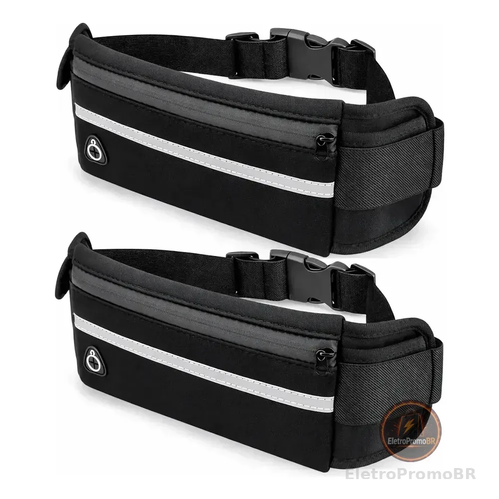 Kit 2 Pochetes Esportivas Impermeáveis Para Celular, Corrida E Academia Preto Lisa
