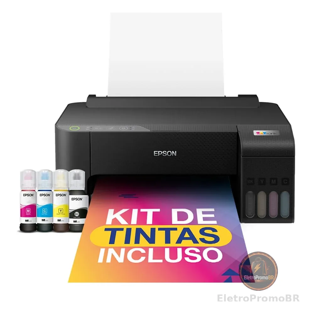 Impressora Epson EcoTank L1250 - Tanque de Tinta Colorida, Wi-Fi Direct, Comando de voz, Bivolt, Cor: Preto
