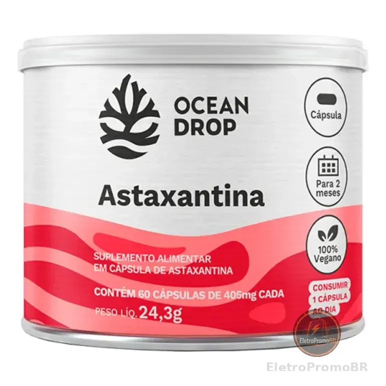 Astaxantina Ocean Drop 60 Cápsulas 24.3ml Sem Sabor