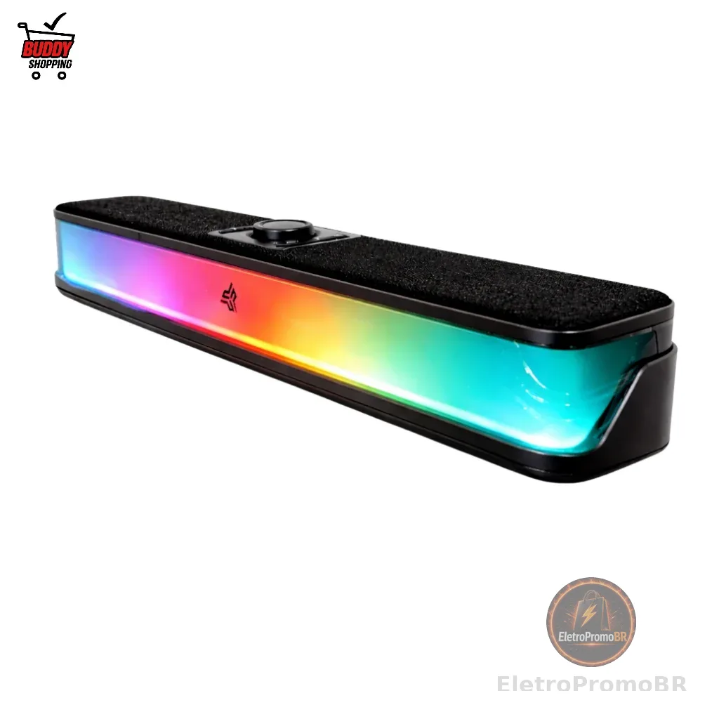Caixa De Som Soundbar Gamer Bluetooth 5.3 14W RGB Bateria 1800mAh Modelo Knup KP-RO857