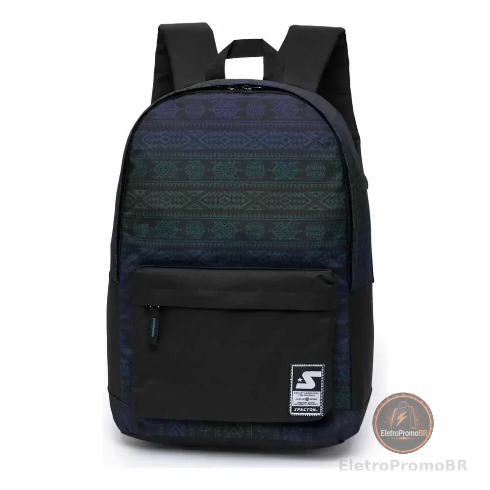 Mochila Urbana Spector Poliéster Preto Zíper Reforçada