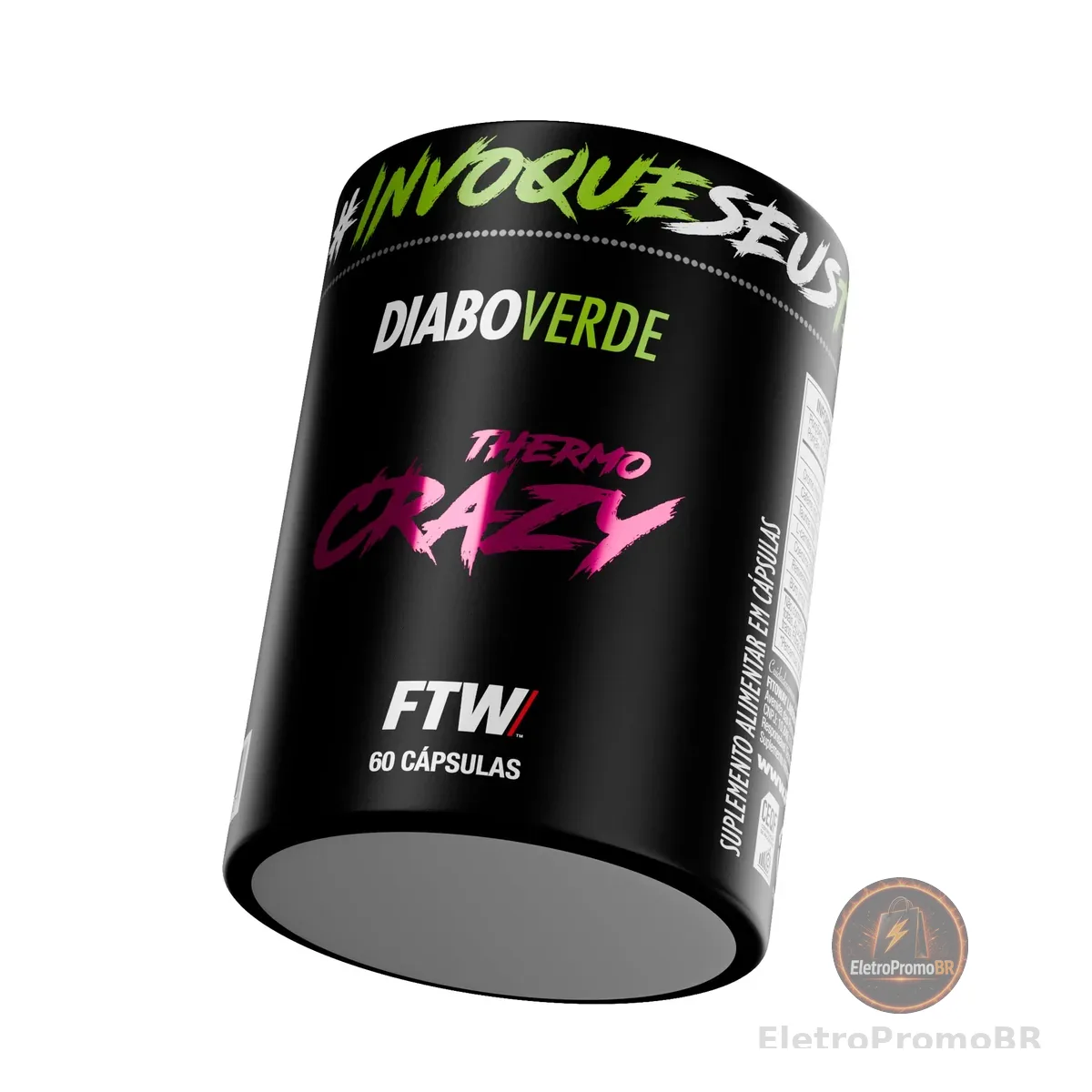 FTW Thermo Crazy Diabo Verde, Suplemento Alimentar com Cafeína, Taurina e L-Carnitina (60 Cápsulas)