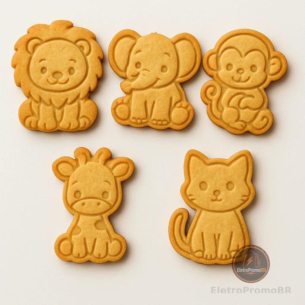 Kit 5 Cortadores de Biscoito Infantil Animais Fofinhos 6cm Cortador Bolacha Massinha Pasta Americana