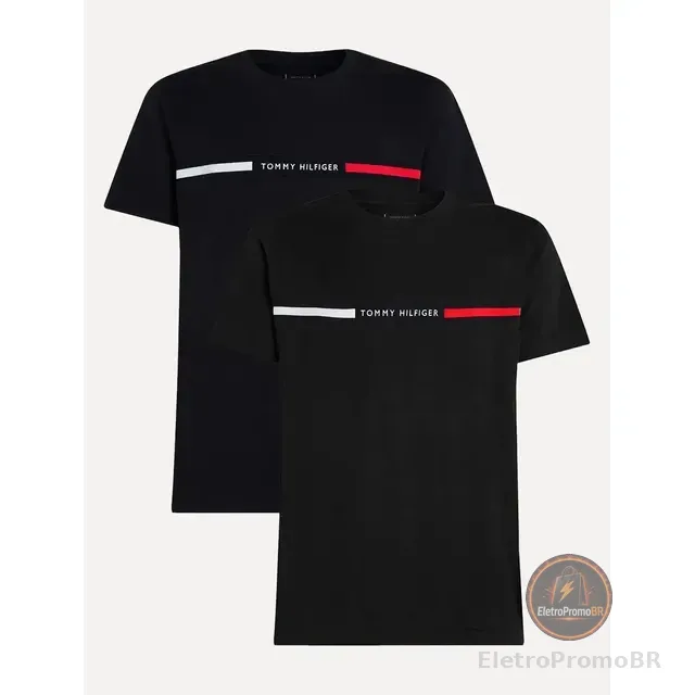 Kit Camisetas Tommy Hilfiger Insert Azul Marinho/preta 2un