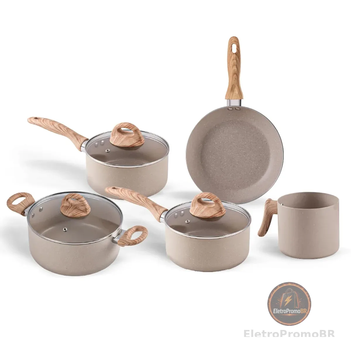 Brinox - Jogo de Panelas 5 peças Smart Plus Indução - Areia