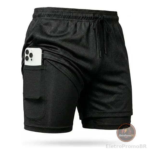 Shorts Dry Fit 2 Em 1 Masculino Térmico Compressão Corrida