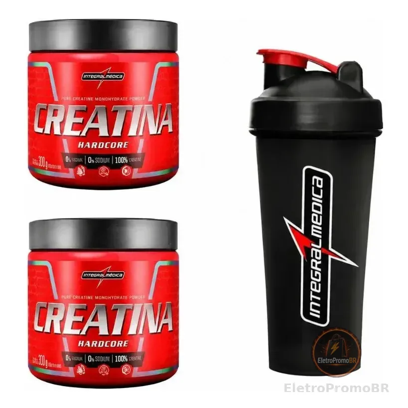 Kit 2 Creatina Integralmedica 300g + Coqueteleira 600ml Neutro
