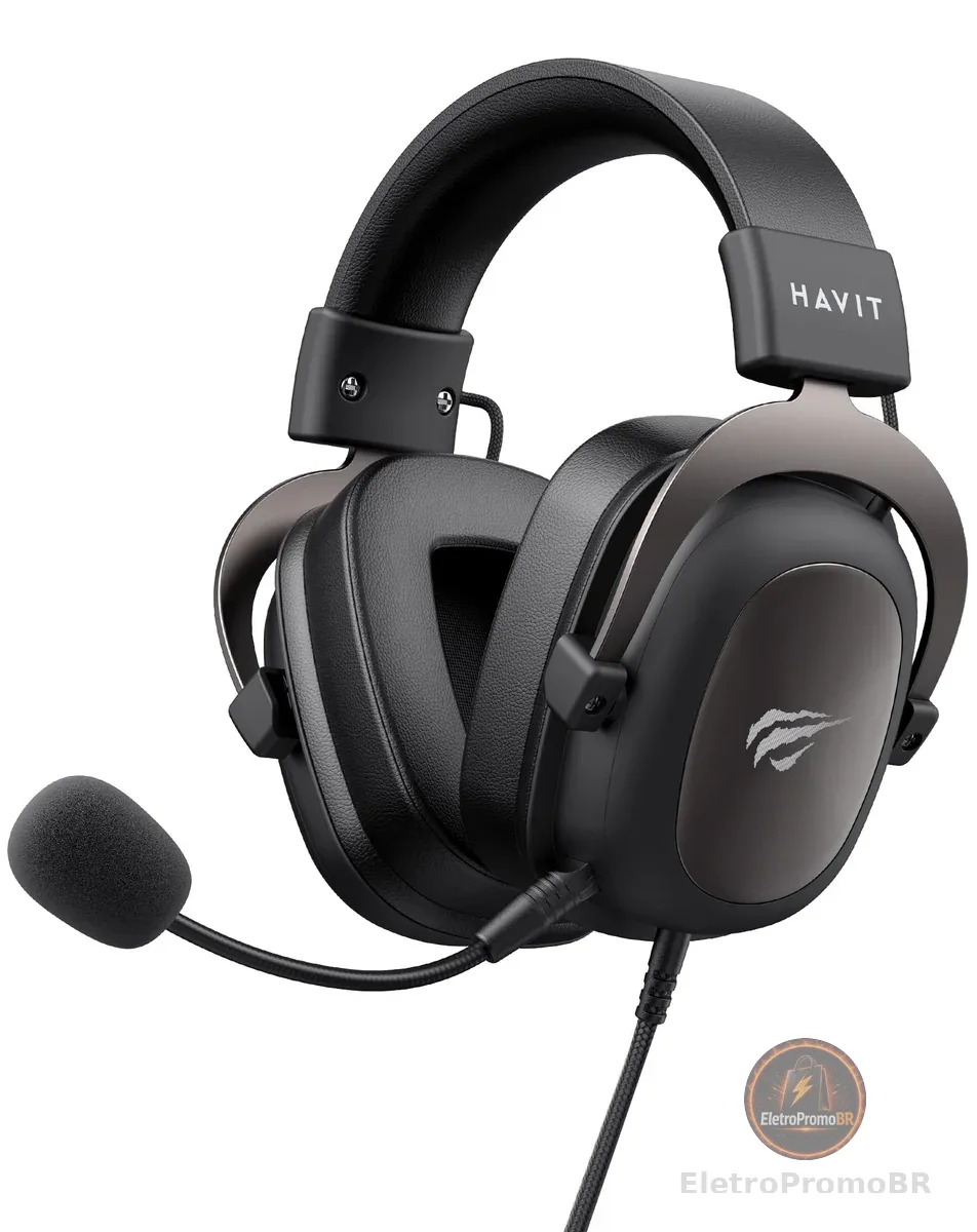 Havit Headphone Fone de Ouvido H2002d, Gamer, com Microfone, Falante 53mm, Plug 3, 5mm: compatível com XBOX ONE e PS4, HAVIT, HV-H2002d