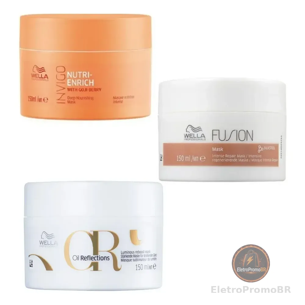 Kit Wella Máscaras: Fusion, Oil Reflections, Invigo Enrich