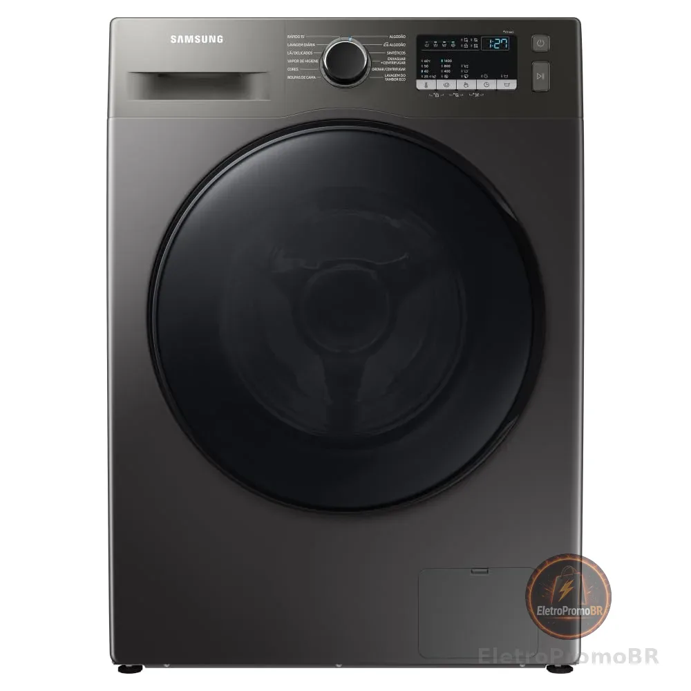 Samsung Lavadora de Roupas Digital Inverter Porta Black WW11T Inox 11kg 127V