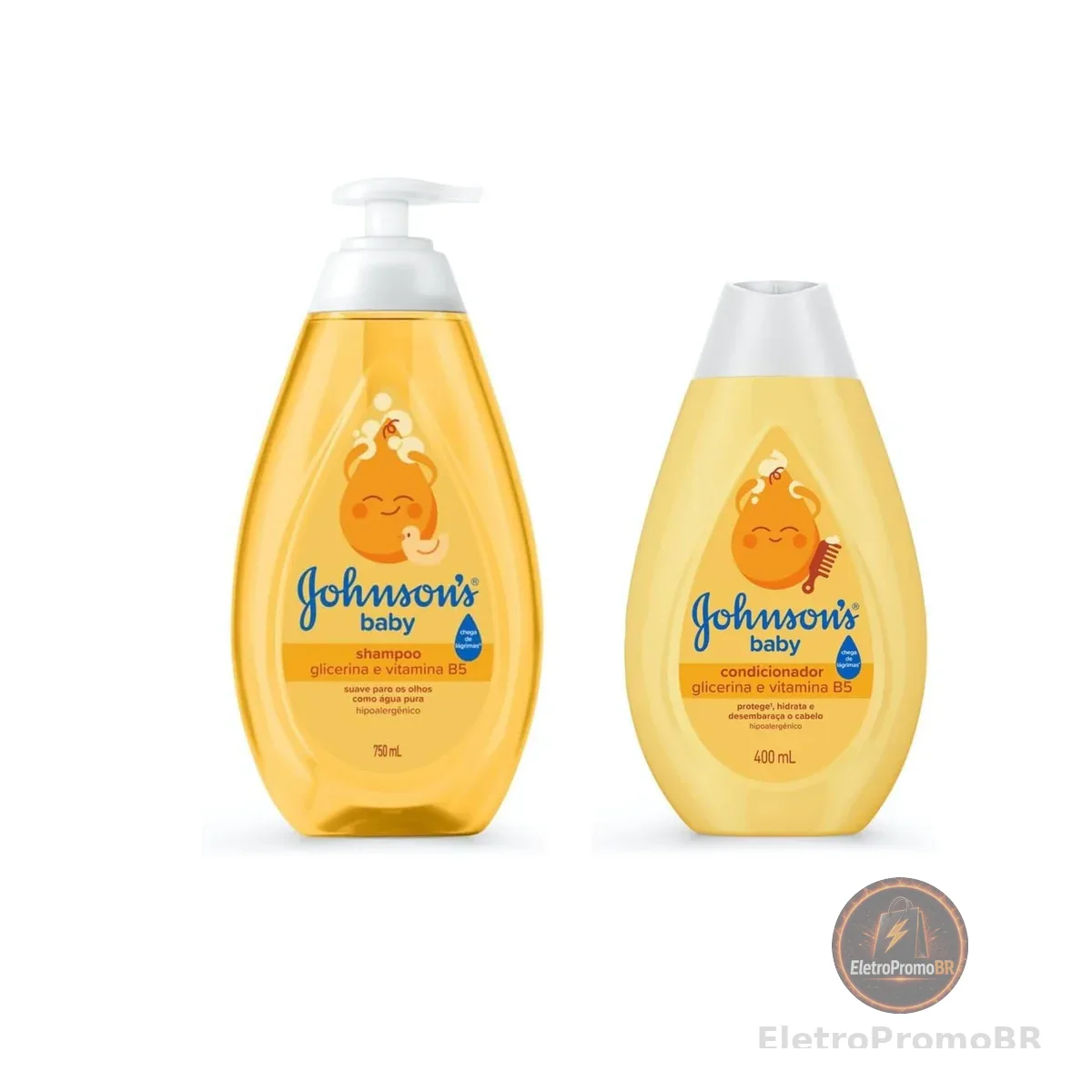 Kit Johnson's Baby Shampoo Glicerina Para Bebê, 750ml + Condicionador Infantil Johnson's Baby Regular 400 ml, Amarelo