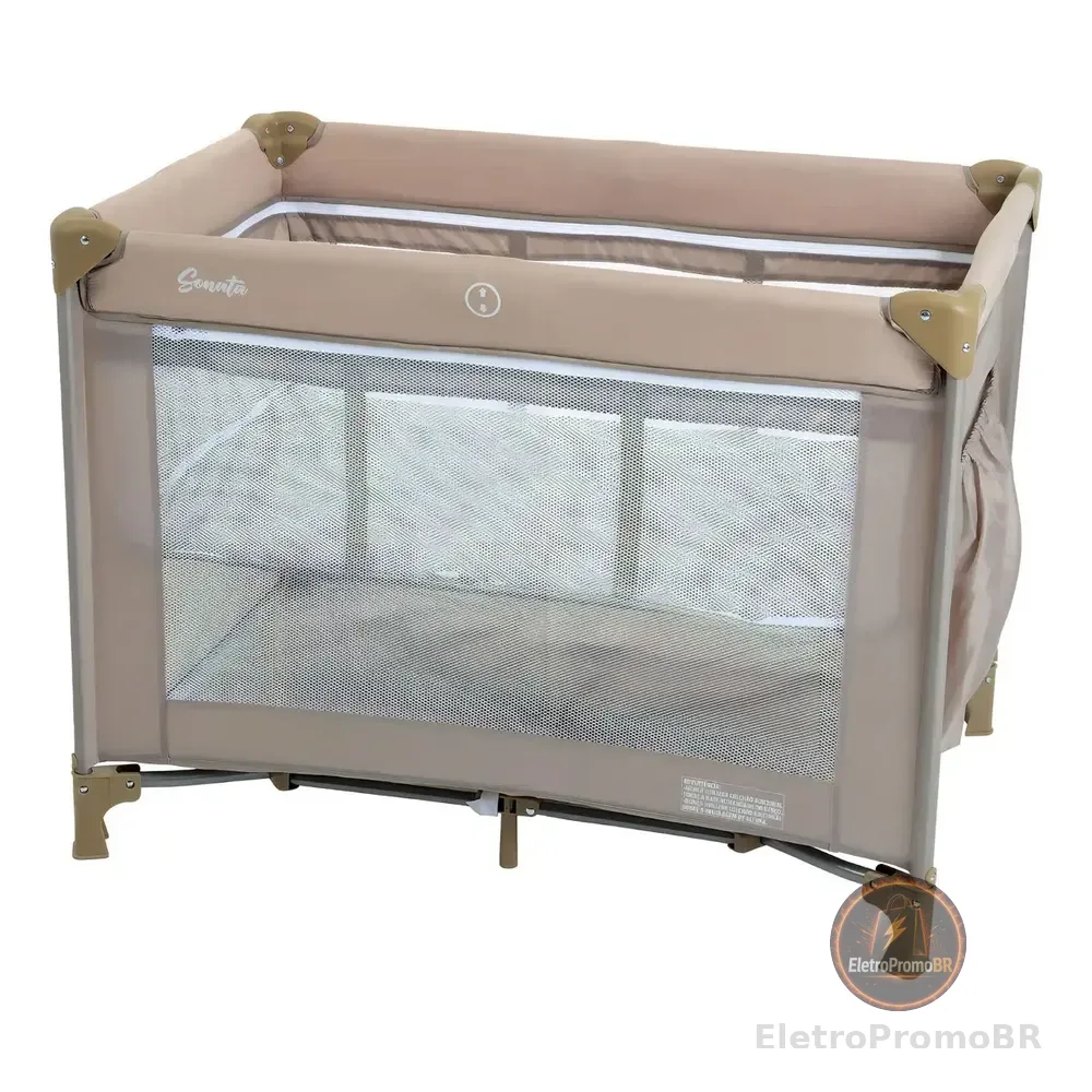 Burigotto Berço Portátil Sonata Beige, Cor Bege Liso