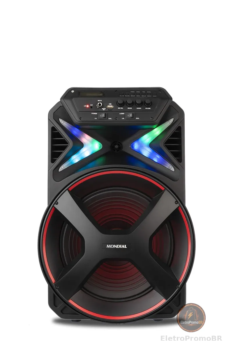 MONDIAL Caixa Amplificada Connect Lights, Preto/Vermelho, 400W RMS, Bivolt - CM-400