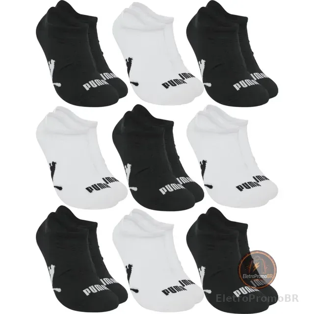 Kit 9 Pares Meias Invisível Puma Sapatilha Soquete Original