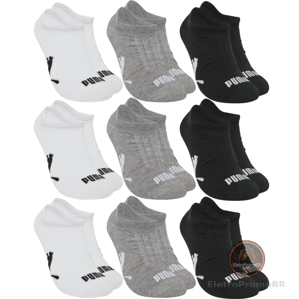 Kit 9 Pares Meia Puma Invisível Soquete Sapatilha Respirável Original