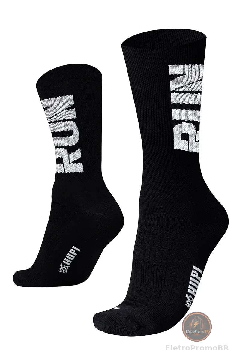 Meia Hupi Run para Corrida Preto/branco, Cor: Preto/branco