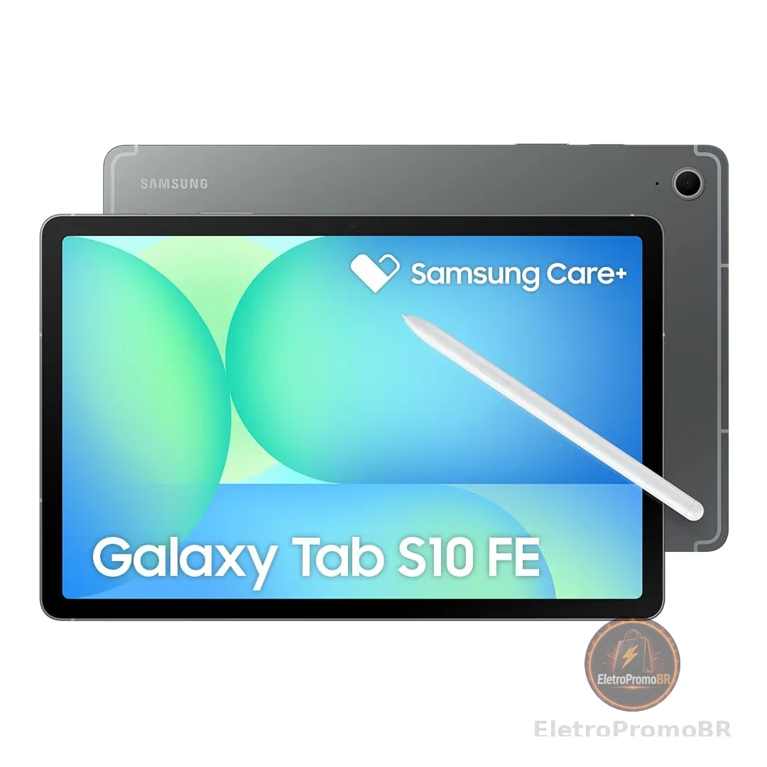 Tablet Samsung Galaxy Tab S10 FE, Cinza, 128GB, 8GB RAM, Tela Imersiva de 10.9" 90Hz, Camera Traseira de 13MP, Câmera Frontal de 12MP Ultra Wide, Wifi 6, IP68, Android 15