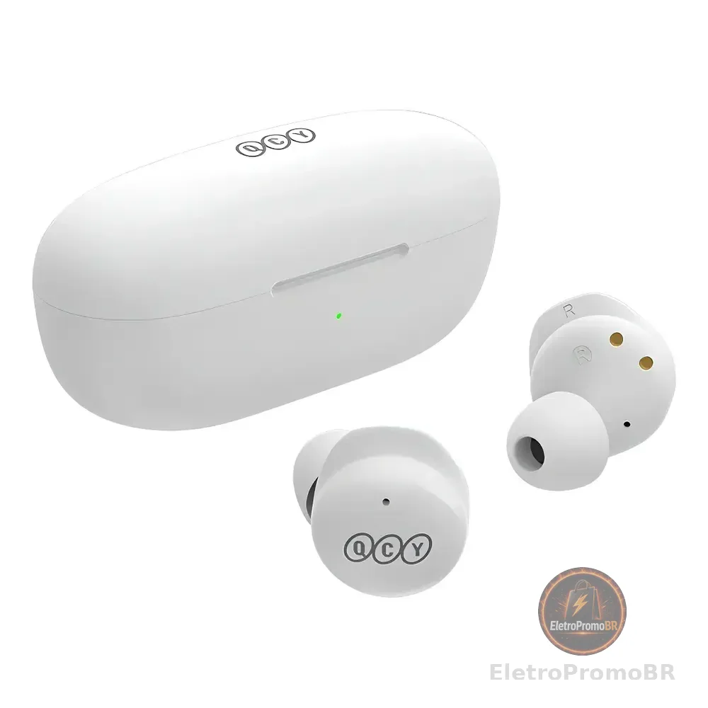 Fone Qcy T17 Bluetooth 5.1 Modo Game E Cancelamento De Ruído Cor Branco