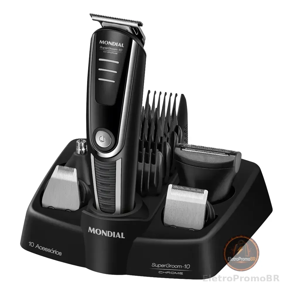 Aparador De Pelos Supergroom-10 Mondial Bivolt Bg-10 Preto 127/220v