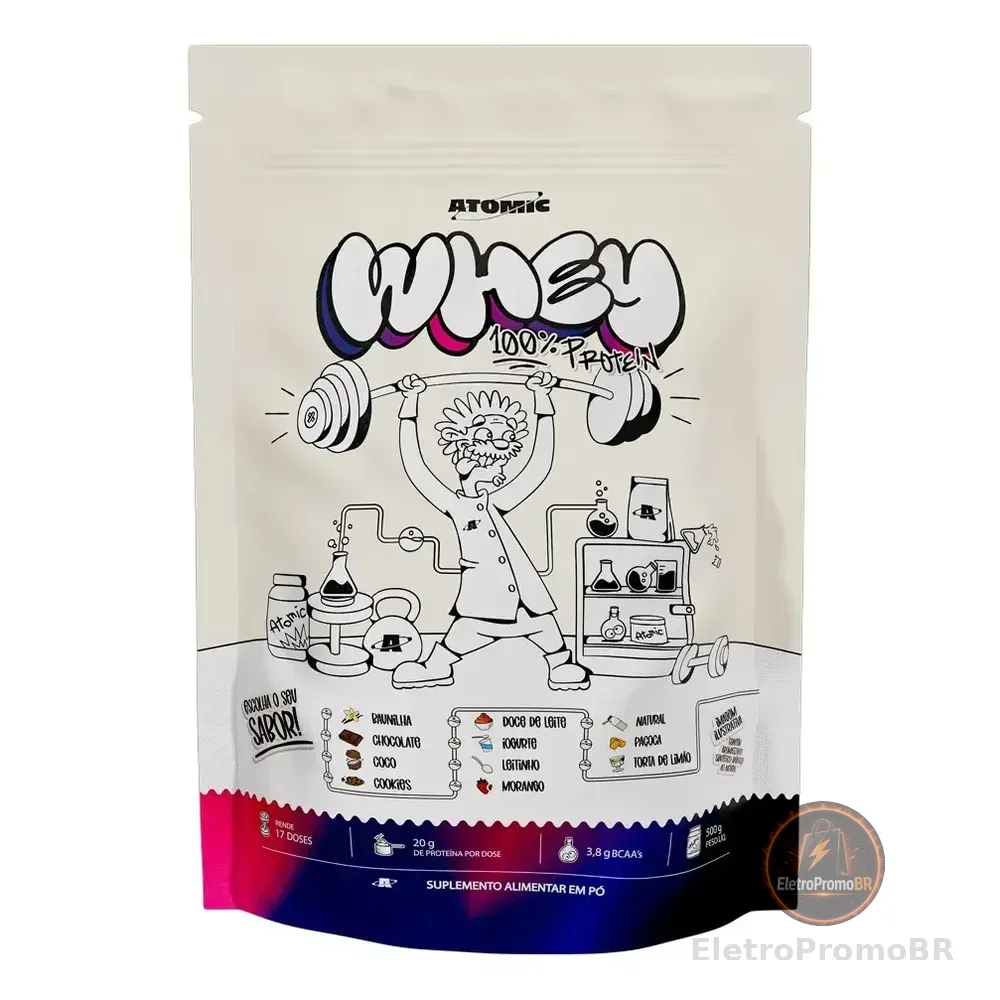 Whey Protein 100% Concentrado Atomic Labs Refil 500g Sabor Leite Em Pó