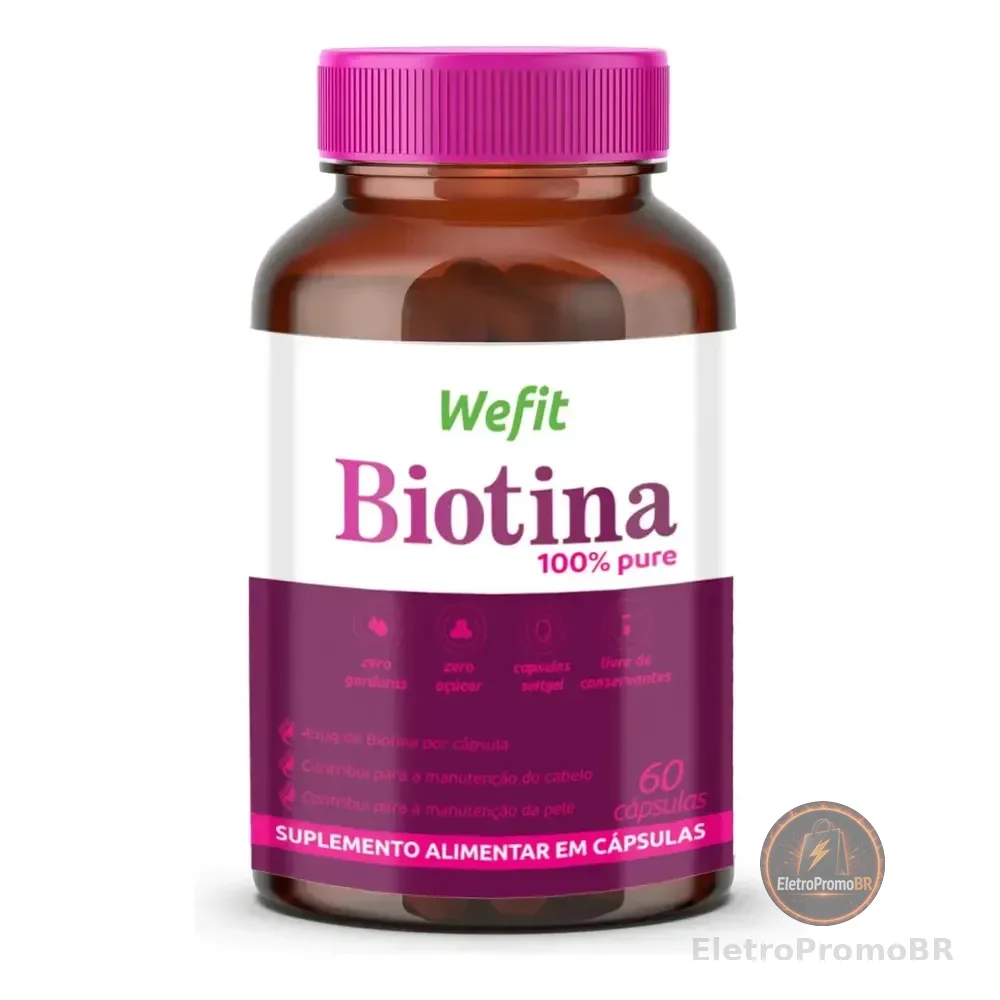 Biotina Wefit 100% Pura 45mcg 60 Cápsulas Nutricional Sem Sabor Sem Glúten