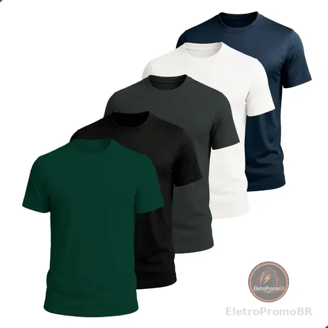 Kit 5 Camisetas Básica Masculina Dry Fit Esporte Treino Lisa