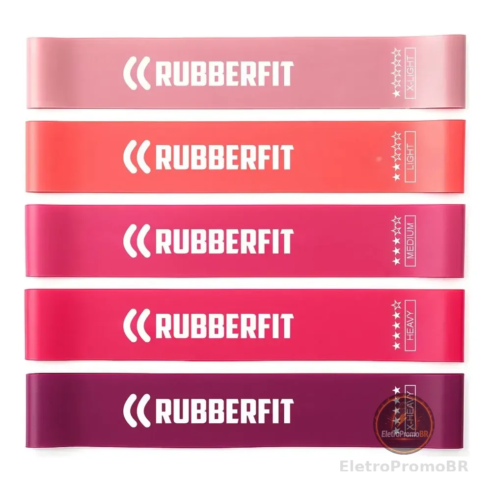 Faixa Elástica Rubber Fit Mini Band Multicolor - Kit De 5