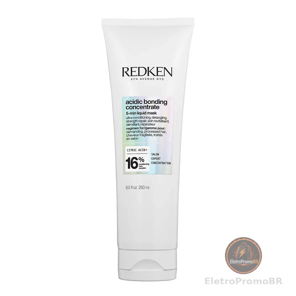 Redken ABC Acidic Bonding Concentrate Máscara 5-min, 72H de ultra hidratação, Cabelos 3x mais fortes, Desembaraço imediato, Máxima reparação, Para cabelos danificados e multiprocessados, 250ml