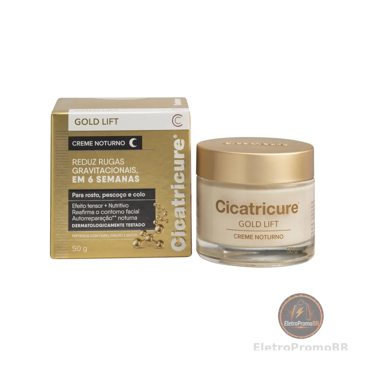 Cicatricure Gold Lift Creme Noturno Facial Hidratante Antirrugas com Efeito Tensor, Nutritivo para Autorreparação, Reafirma Contorno, Reduz Rugas Gravitacionais em 6 Semanas, Clareador 50g