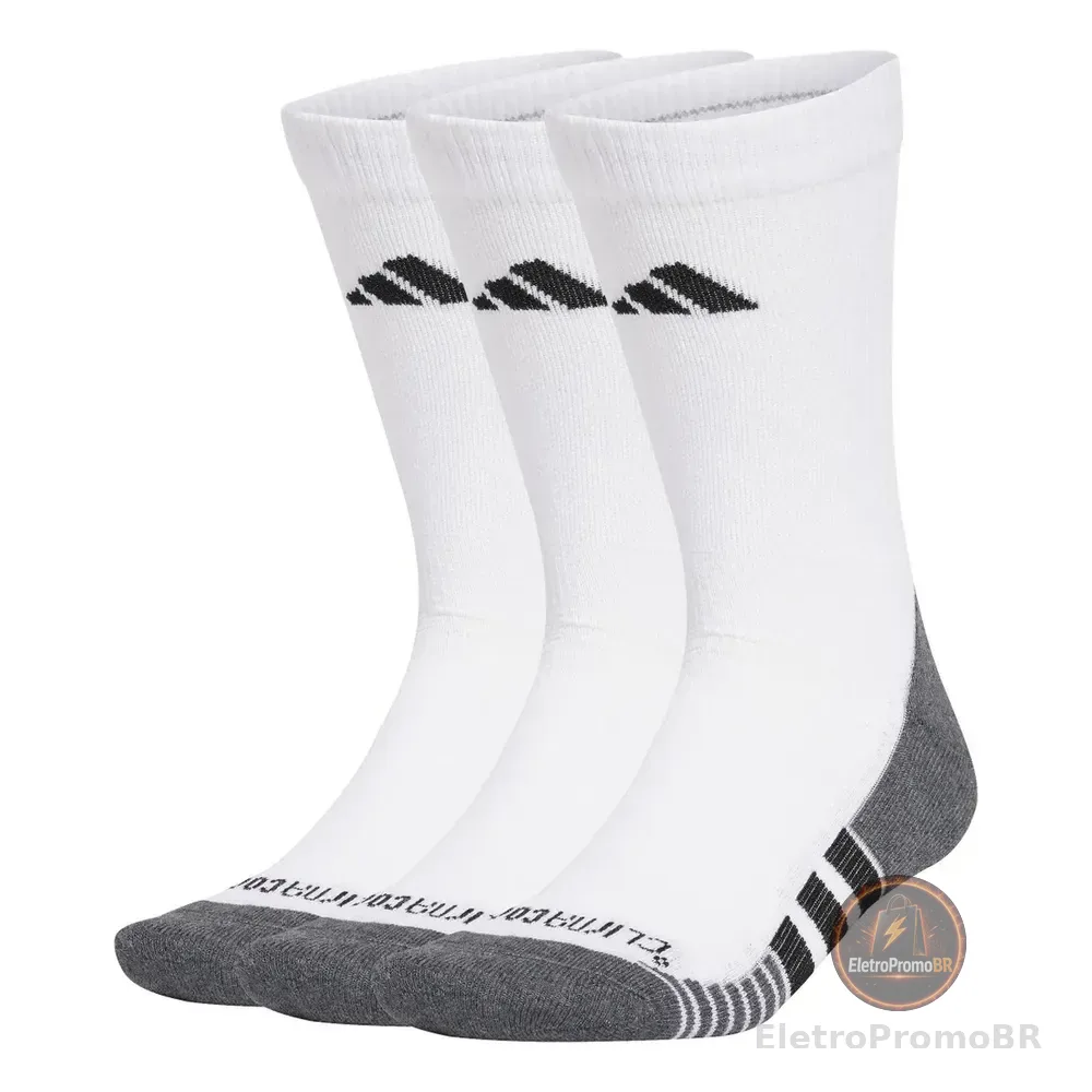 Meias Cano Longo Amortecimento Performance Climacool 3-pack adidas Branco P