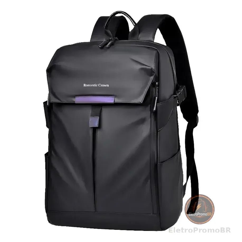 Mochila Notebook Impermeável Escolar Feminina Masculina Preto Couros